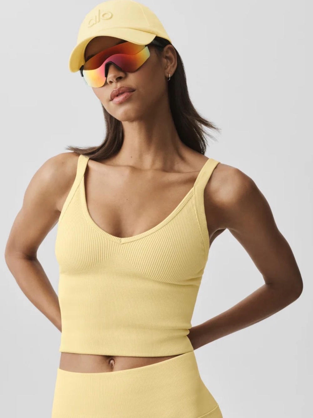 NWT - ALO Yoga Crop Tank Top - Butter Yellow - Picture 2 of 5